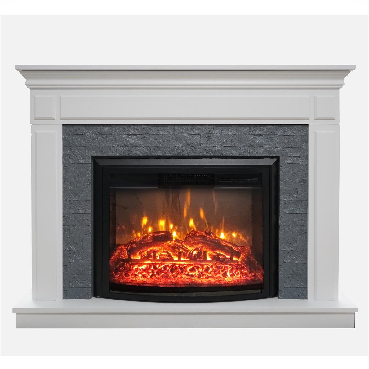 Dlc 1114 1800 W Gri Taşlı Beyaz Dekoratif Elektrikli Şömine 