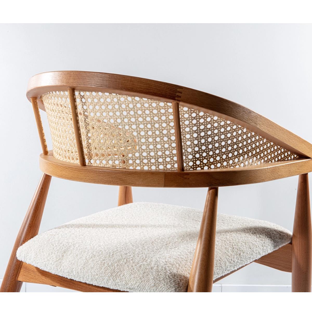 Reyo Gazel Hasırlı Ahşap Sandalye, Yemek Odası Sandalyesi, Modern Sandalye, Doğal Hazeran Sandalye Naturel