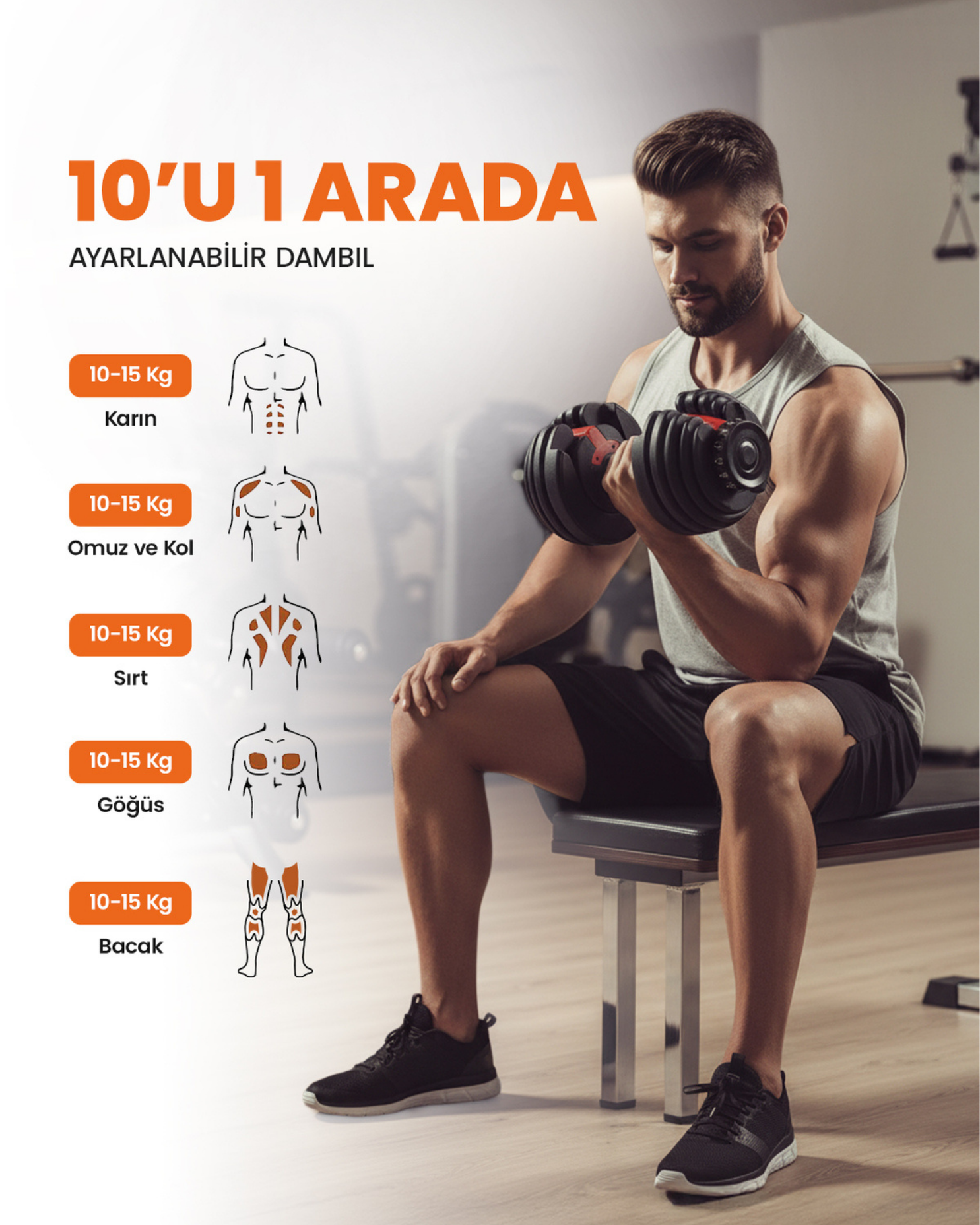 Bezt Pro Sports Ayarlanabilir Dambıl Seti 2,25–24 kg Kırmızı