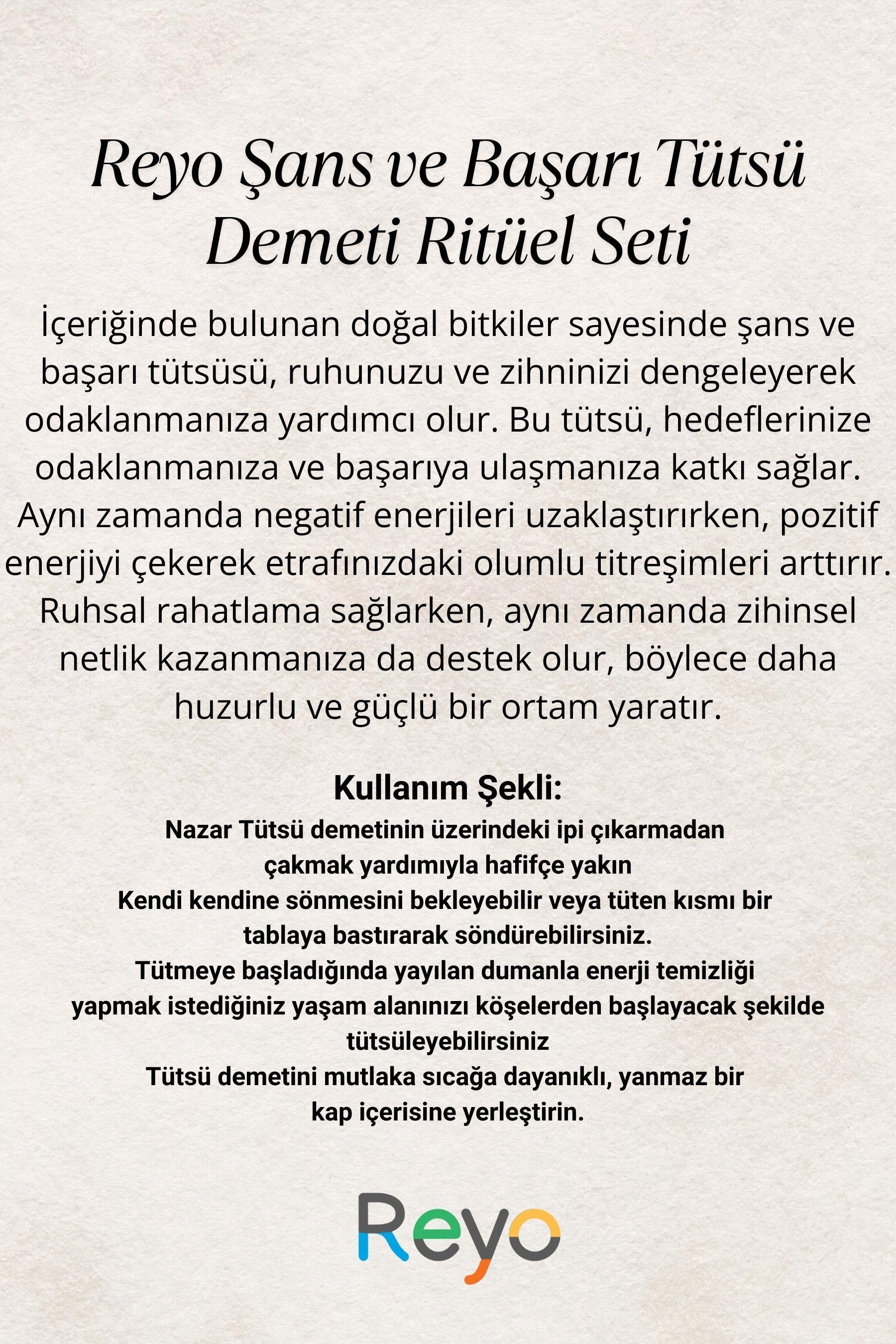 Reyo Şans ve Başarı Tütsü Demeti Arınma 3'lü Ritüel Set, 2 Adet Palo Santo ve Deniz Kabuğu ( Tuz Hediyeli)