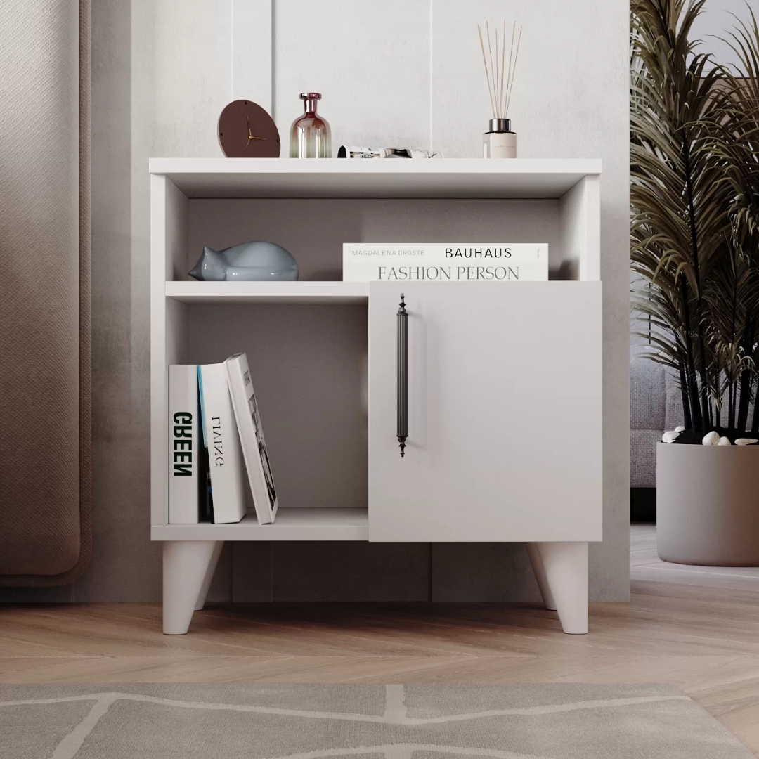 Enda Home Kommen 3 Bölmeli Kapaklı Komodin Beyaz