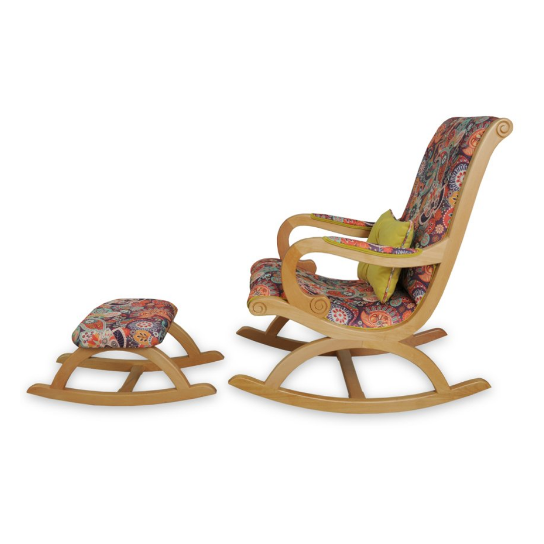 Asedia Rustik Naturel Çiçekli Sallanan Sandalye