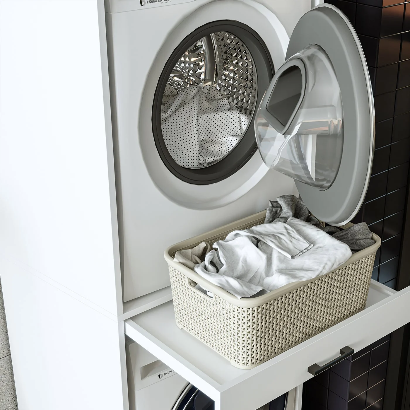 Roomart Çamaşır ve Kurutma Makinesi Dolabı Mat Beyaz