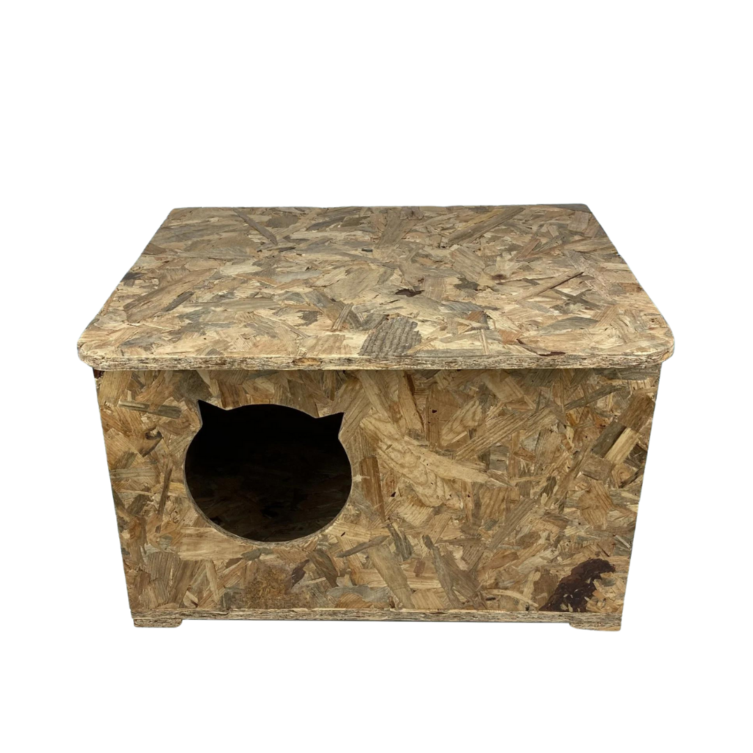 Melada Kedi Evi Dış Ortam Uygun Ahşap Kedi Evi OSB 50x35x30 cm
