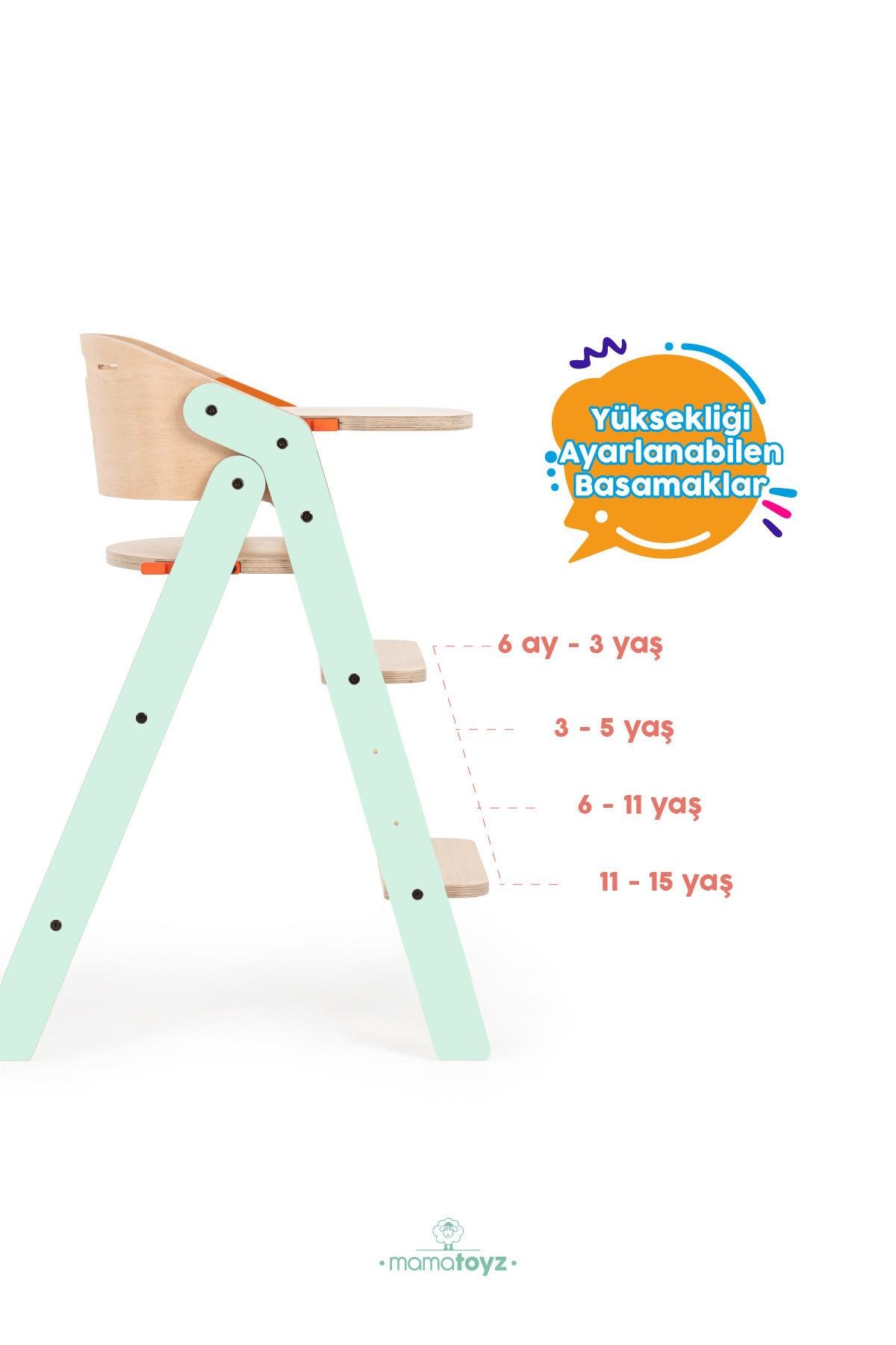 Mamatoyz My Chair Only Chair Naturel Ahşap Portatif Mama Sandalyesi Mint