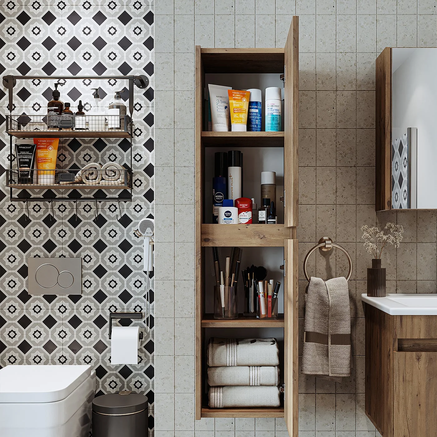 Roomart Atlantik Mat Mdf 130 x 35 cm Banyo Boy Dolabı