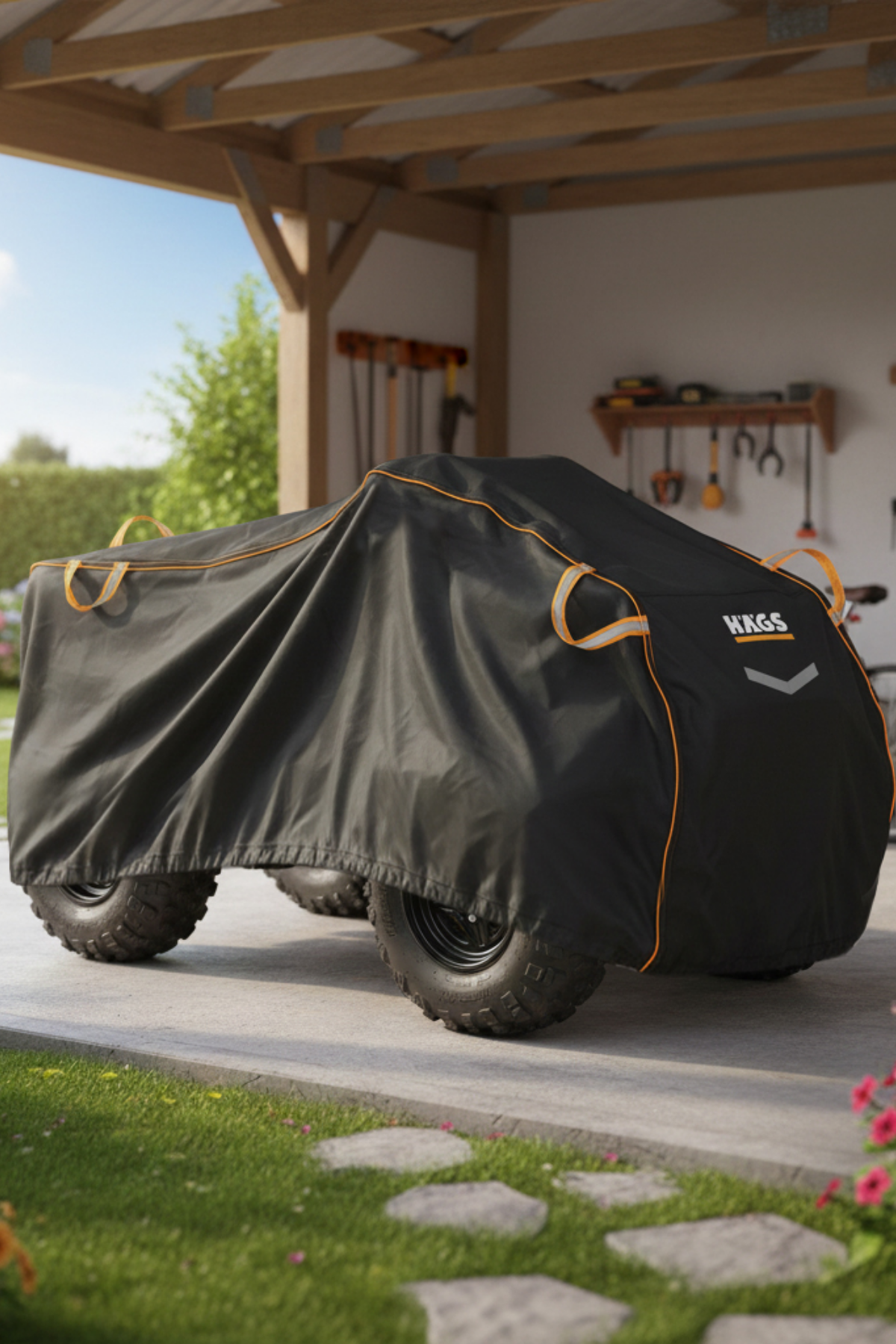 Haegs ATV Brandası, ATV Koruma Kılıfı, Örtüsü Su Geçirmez Dış Mekan Ağır Hizmet Tipi, 4 Mevsim (L-200-95-105cm) - Siyah