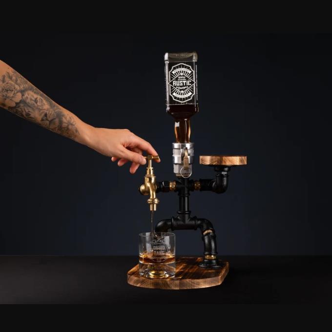 Rustik Atölye Garson Lampenser İçki Musluğu Koyu Ceviz