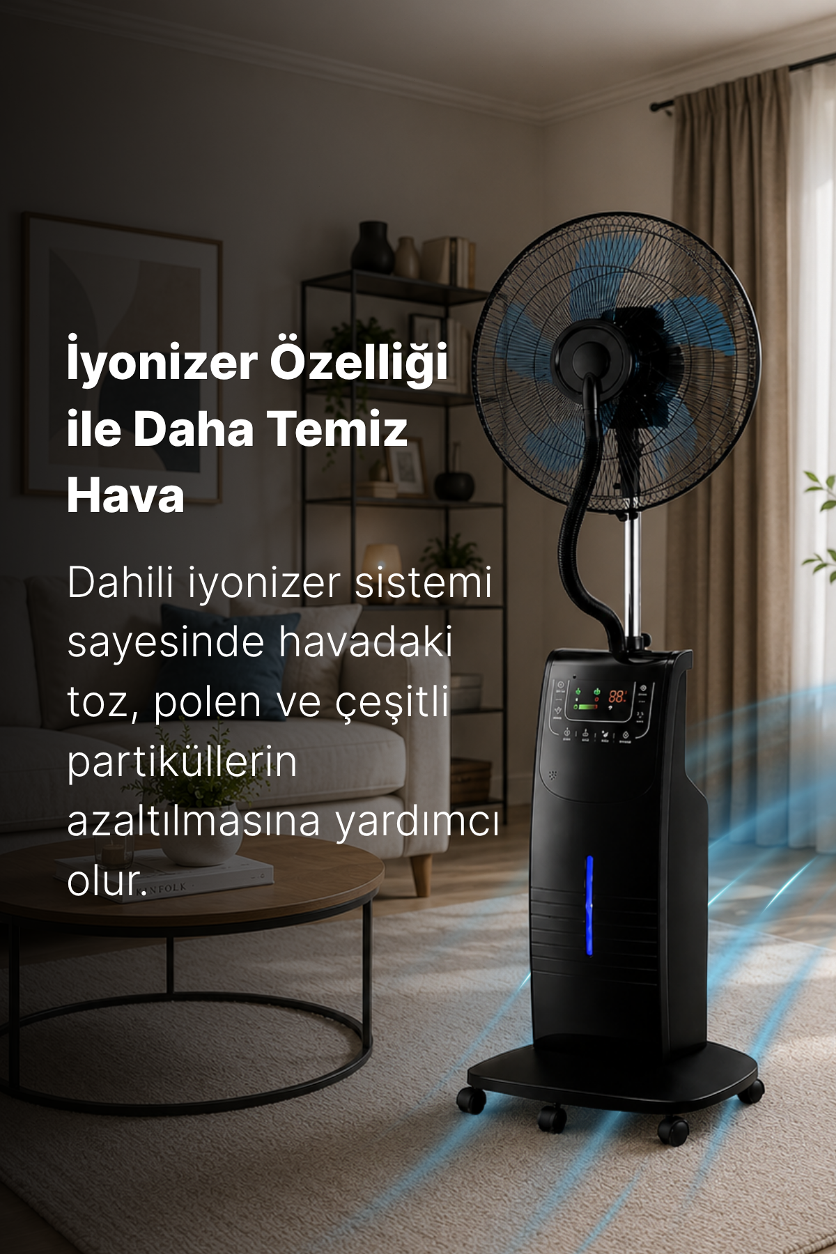 Dlc TSP40-EA Bakır Motor Uzaktan Kumandalı Buharlı İyonizerli Vantilatör Ayaklı Vantilatör 