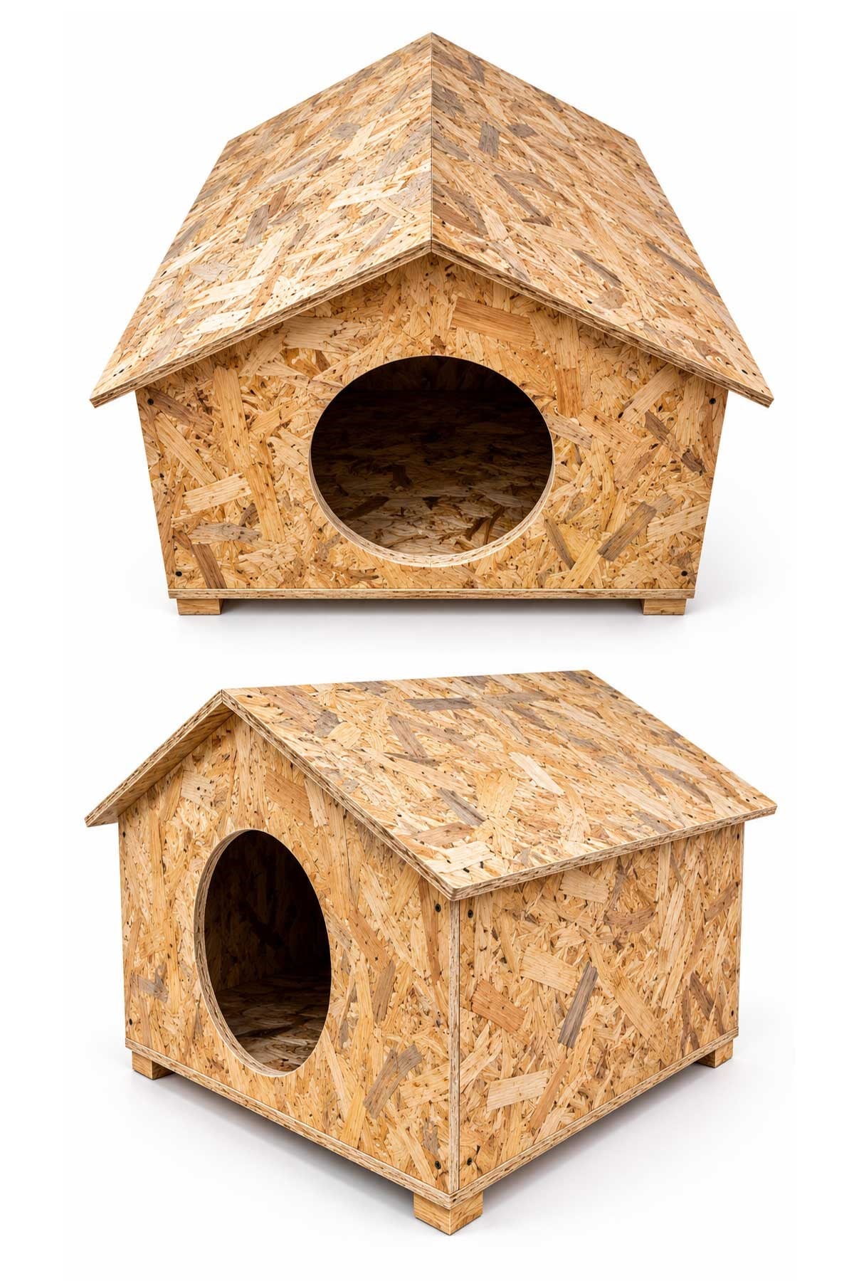 Reyo 50x50x35 cm Kedi Evi, Dış Ortama, Rüzgar ve Soğuğa Dayanıklı Ahşap Kedi Yuvası, Yavru ve Yetişkin Kediler İçin Barınak OSB CAT17