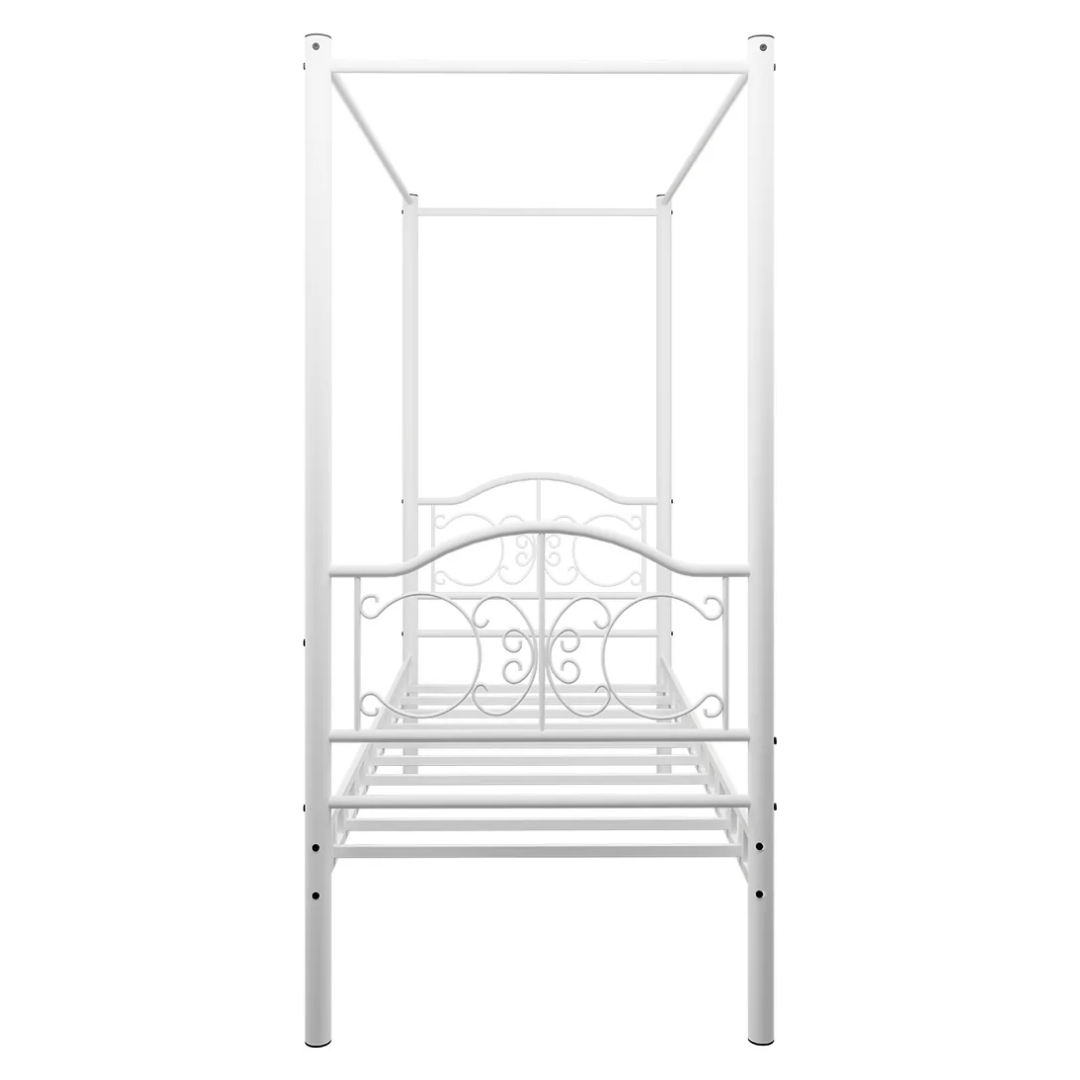 Reyo Pero Sultan Tek Kişilik Başlıklı Metal Beyaz Karyola 90x190