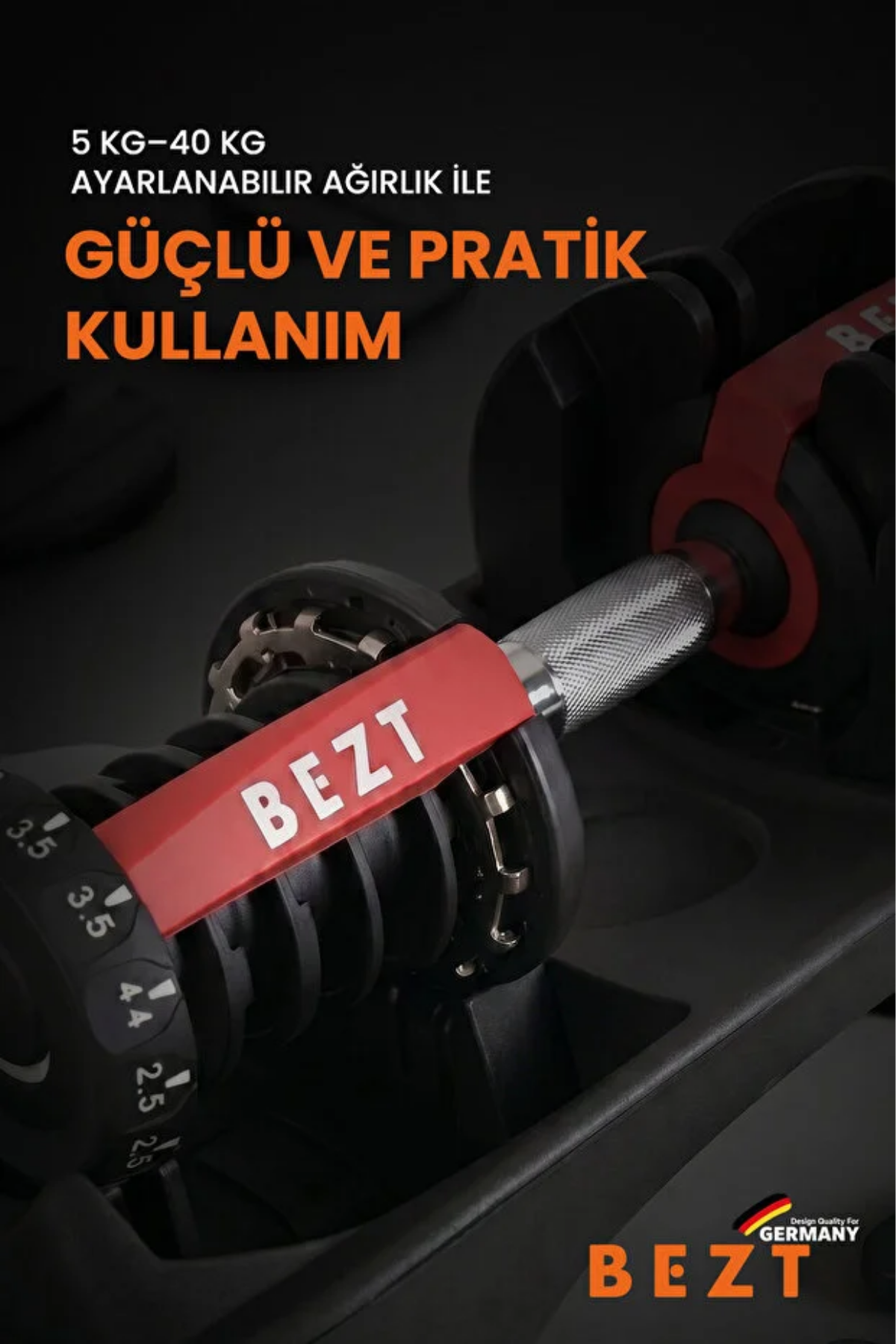 Bezt Pro Sports 40kg Ayarlanabilir Dambıl & Ağırlık Seti Kırmızı