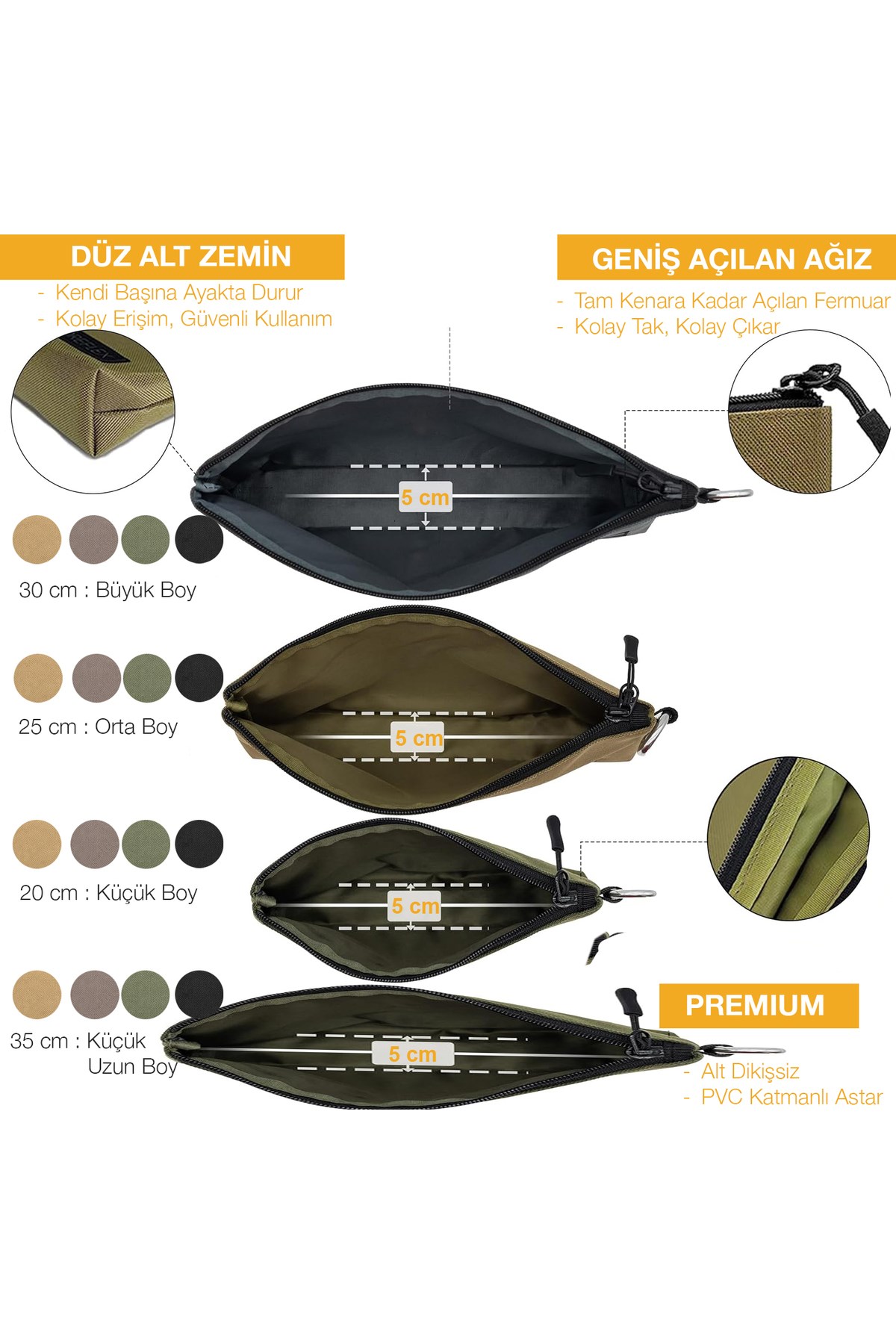 Haegs Çok Amaçlı Küçük Alet Çantası, Fermuarlı Kanvas, Kalemlik, Alet, Kırtasiye ve Kalemler için Saklama Düzenleyici Çantalar, Organizer, Kese (4`lü Karışık Boy/Renk)