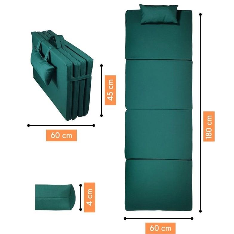 Bysay Taşınabilir Katlanır Plaj Havuz Şezlong Minderi Kamp Yatağı Minderi Haki