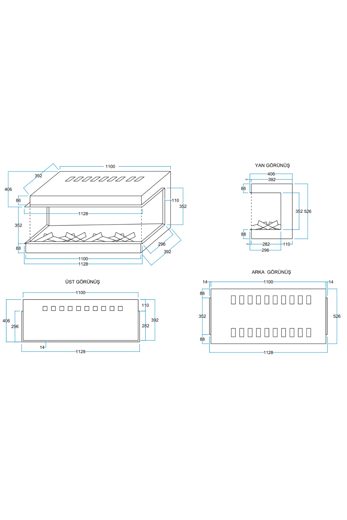 Flameline Cosa RZN110 2000W 3D Dekoratif Elektrikli Şömine