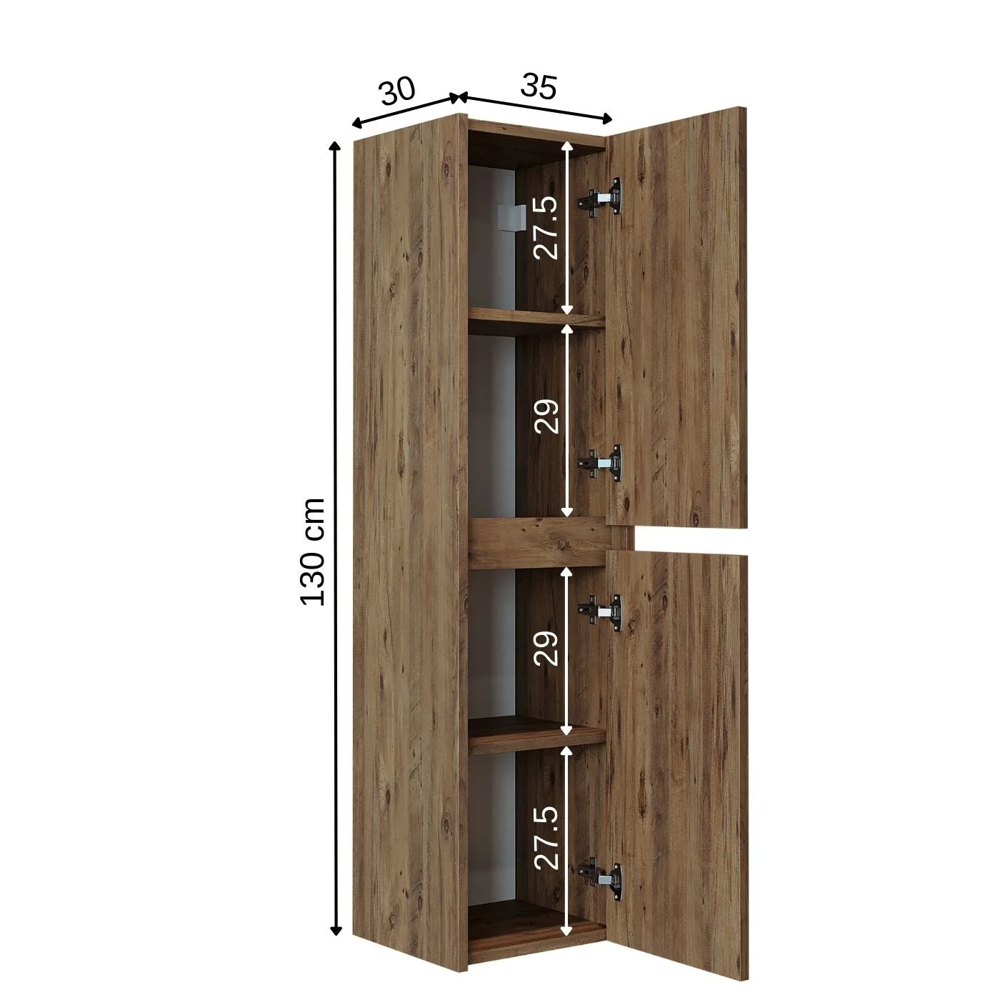Roomart Atlantik Mat Mdf 130 x 35 cm Banyo Boy Dolabı