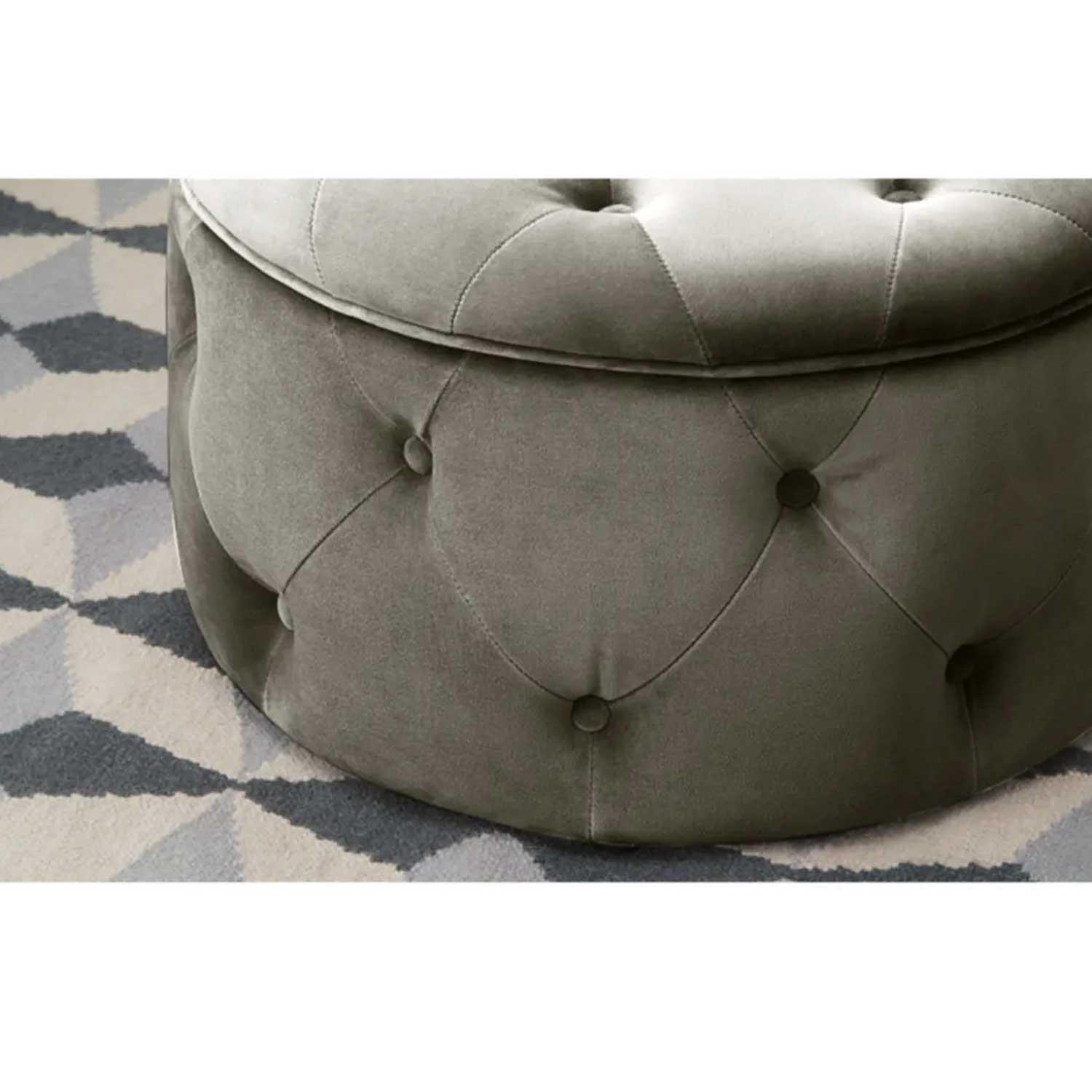 Rengev Duru Oval Puf Sandıklı Antrasit