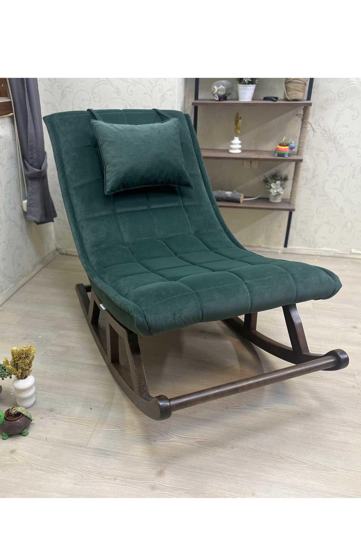 Asedia Miskin Ceviz Haki Ahşap Sallanan Sandalye Dinlenme Emzirme Baba Tv Okuma Uzanma Koltuğu Berjer