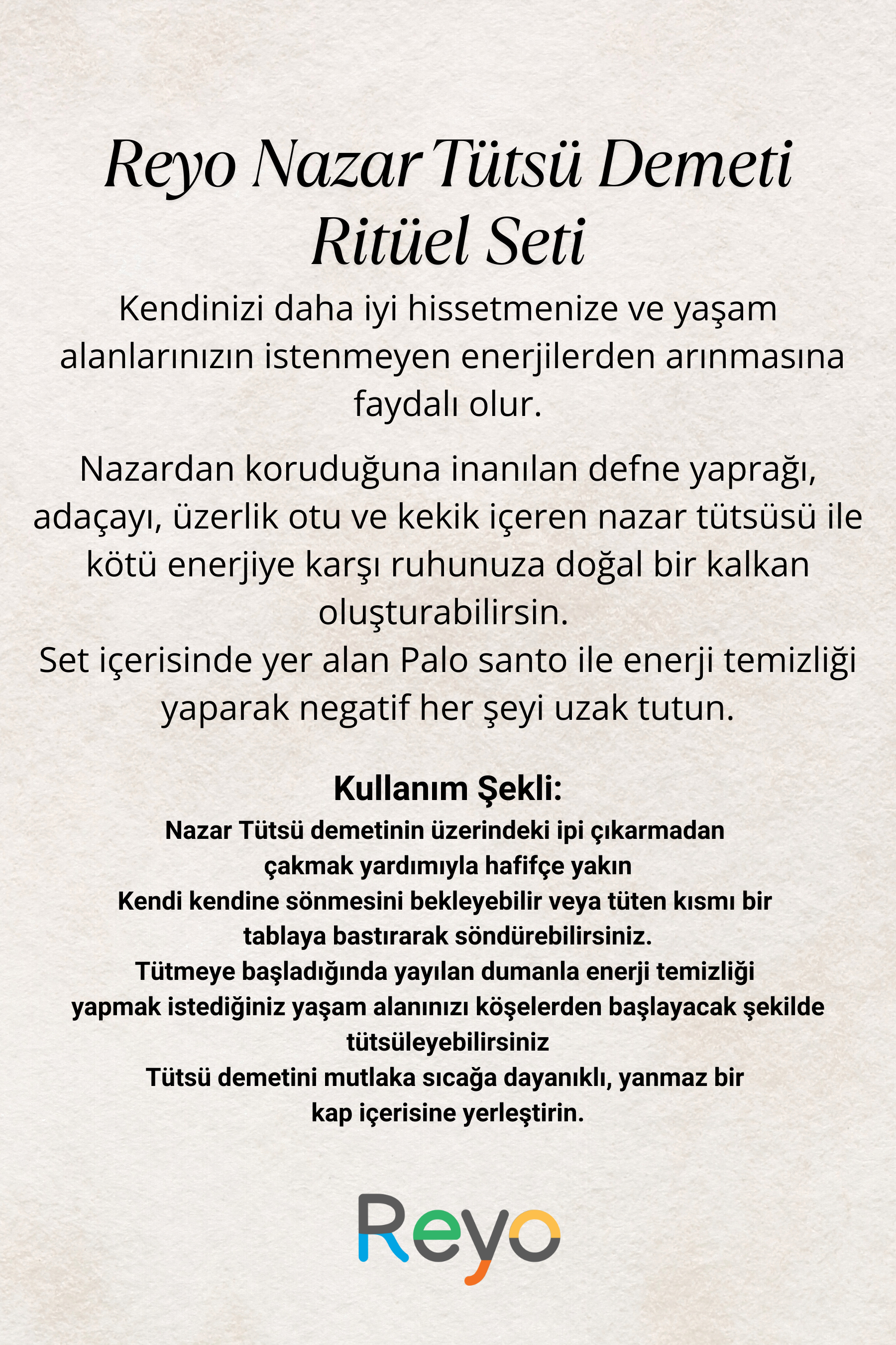 Reyo Nazar Tütsü Demeti Ritüel Seti