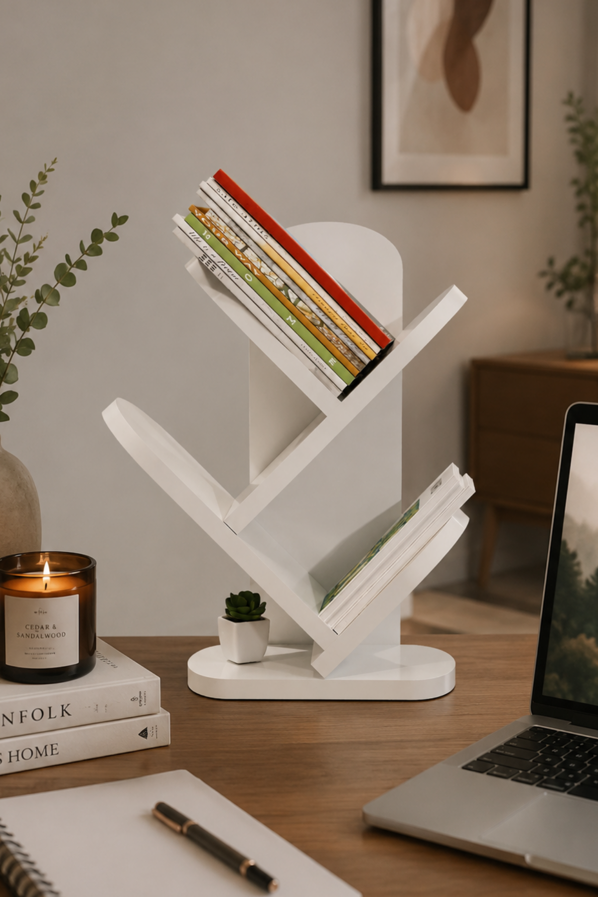 Reyo Falez 3 Raflı Masaüstü Kitaplık Kitap Rafı Beyaz