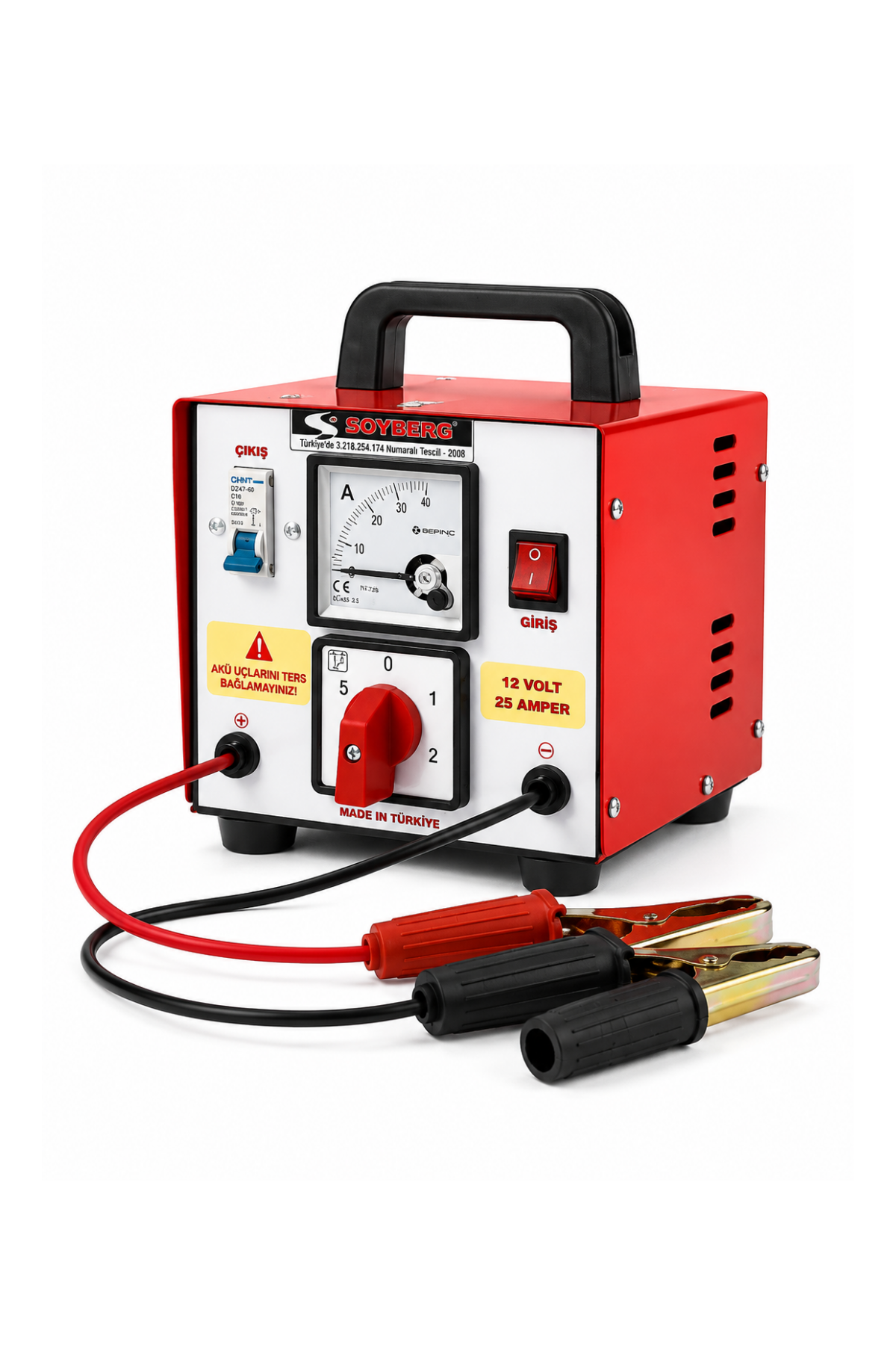 Soyberg 025 12V 25A 250W Analog Göstergeli Tek Akü Şarj Cihazı