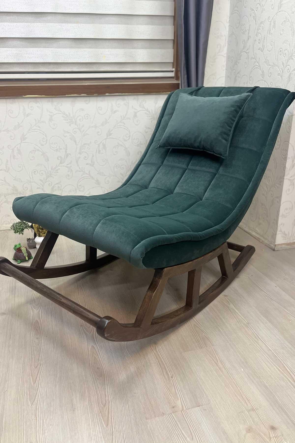 Asedia Miskin Ceviz Haki Ahşap Sallanan Sandalye Dinlenme Emzirme Baba Tv Okuma Uzanma Koltuğu Berjer