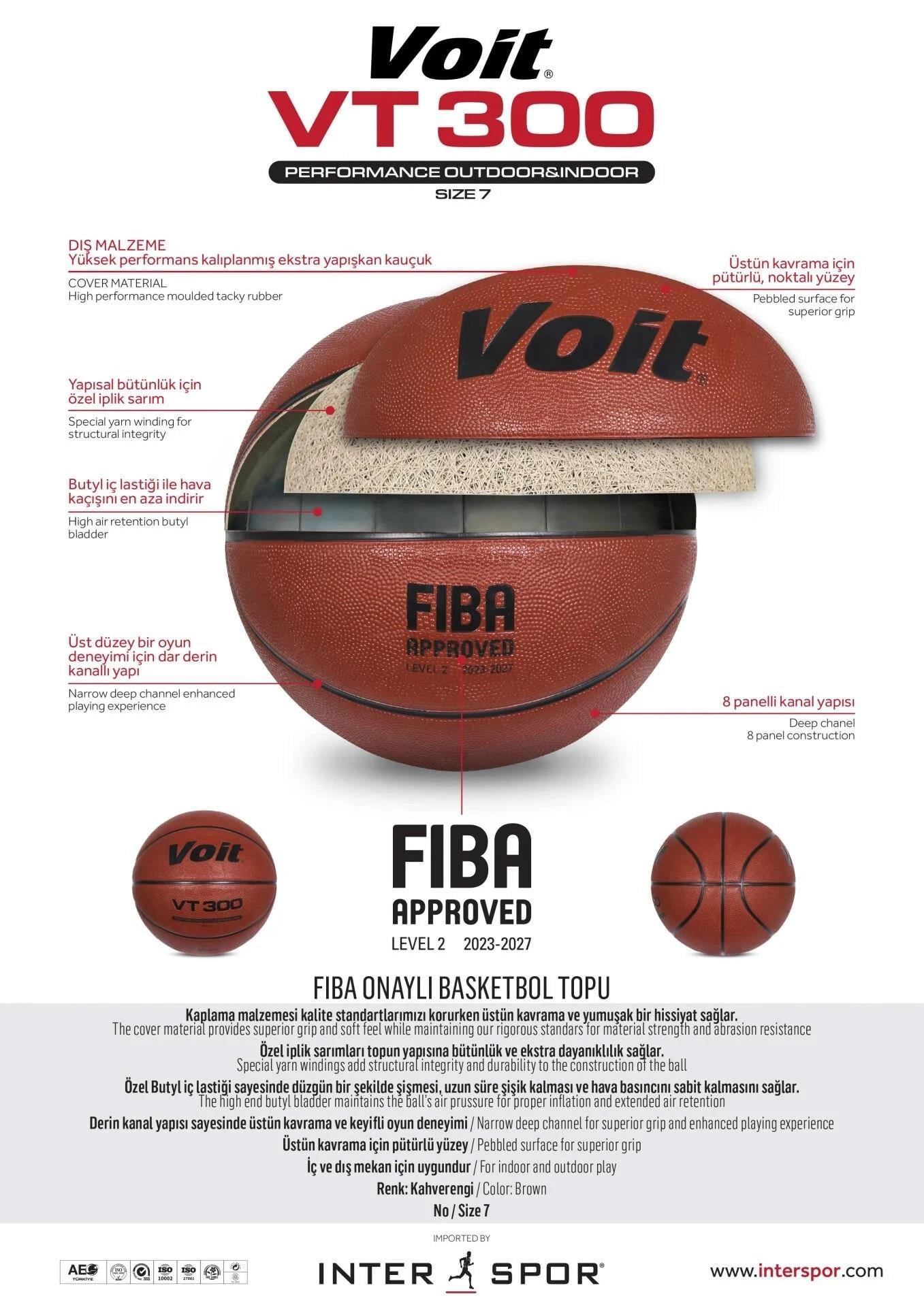 Voit VT300 FIBA Onaylı Basketbol Topu N7 
