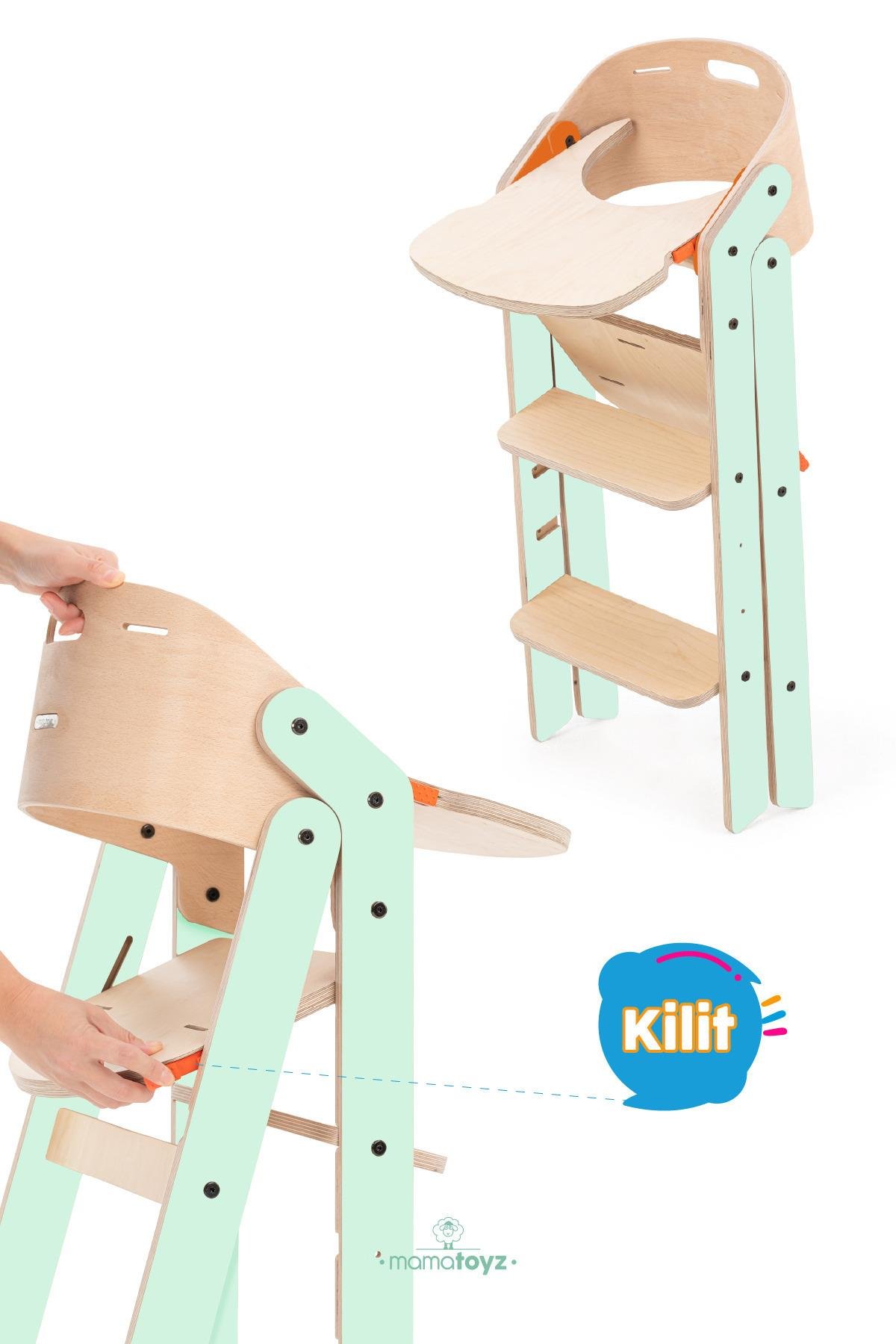 Mamatoyz My Chair Only Chair Naturel Ahşap Portatif Mama Sandalyesi Mint