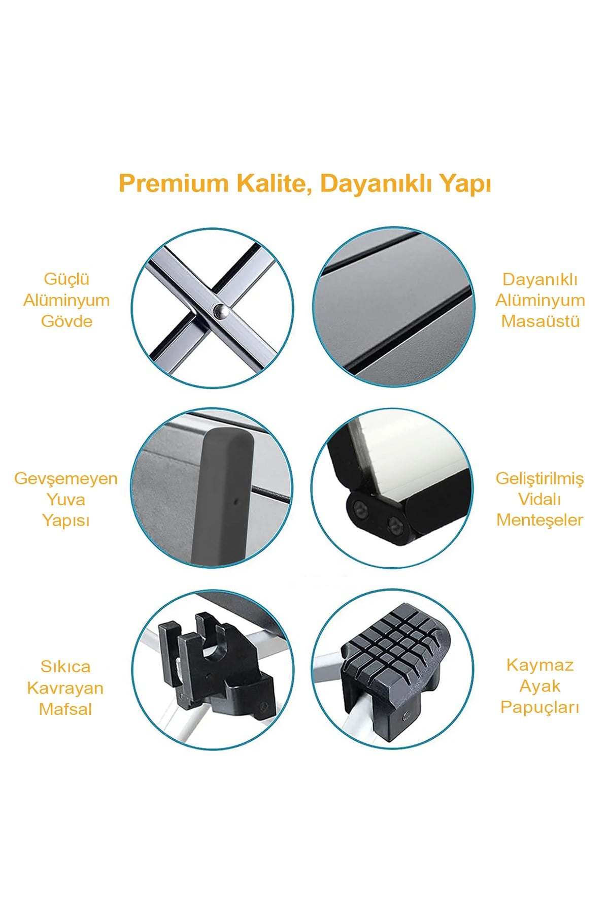 HAEGS Full Alüminyum Katlanır Kamp Masası, Piknik, Plaj, Ourdoor Hafif Kamp Masası Küçük Boy - Siyah