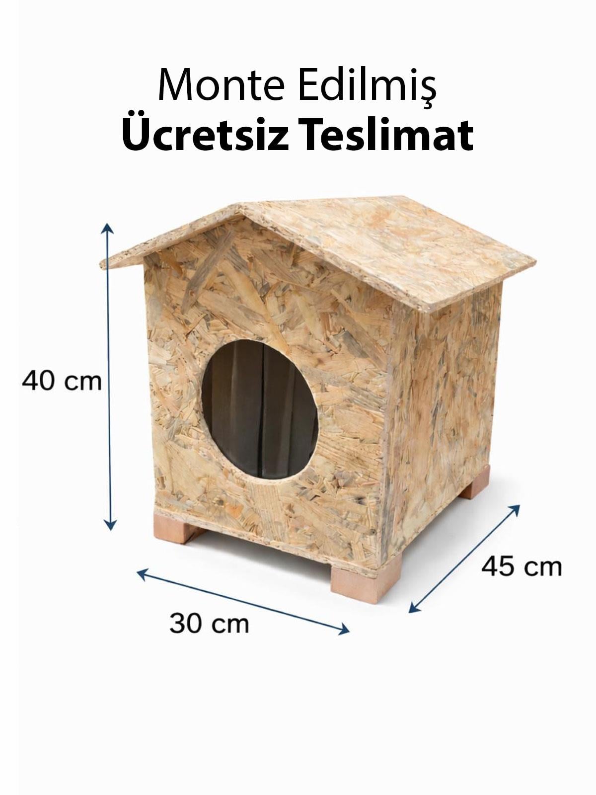 Reyo Kedi Yuvası Yağmura Ve Soğuğa Dayanıklı Osb Kedi Evi (DENİZ TUTKALLI) Monteli Teslimat Cat30