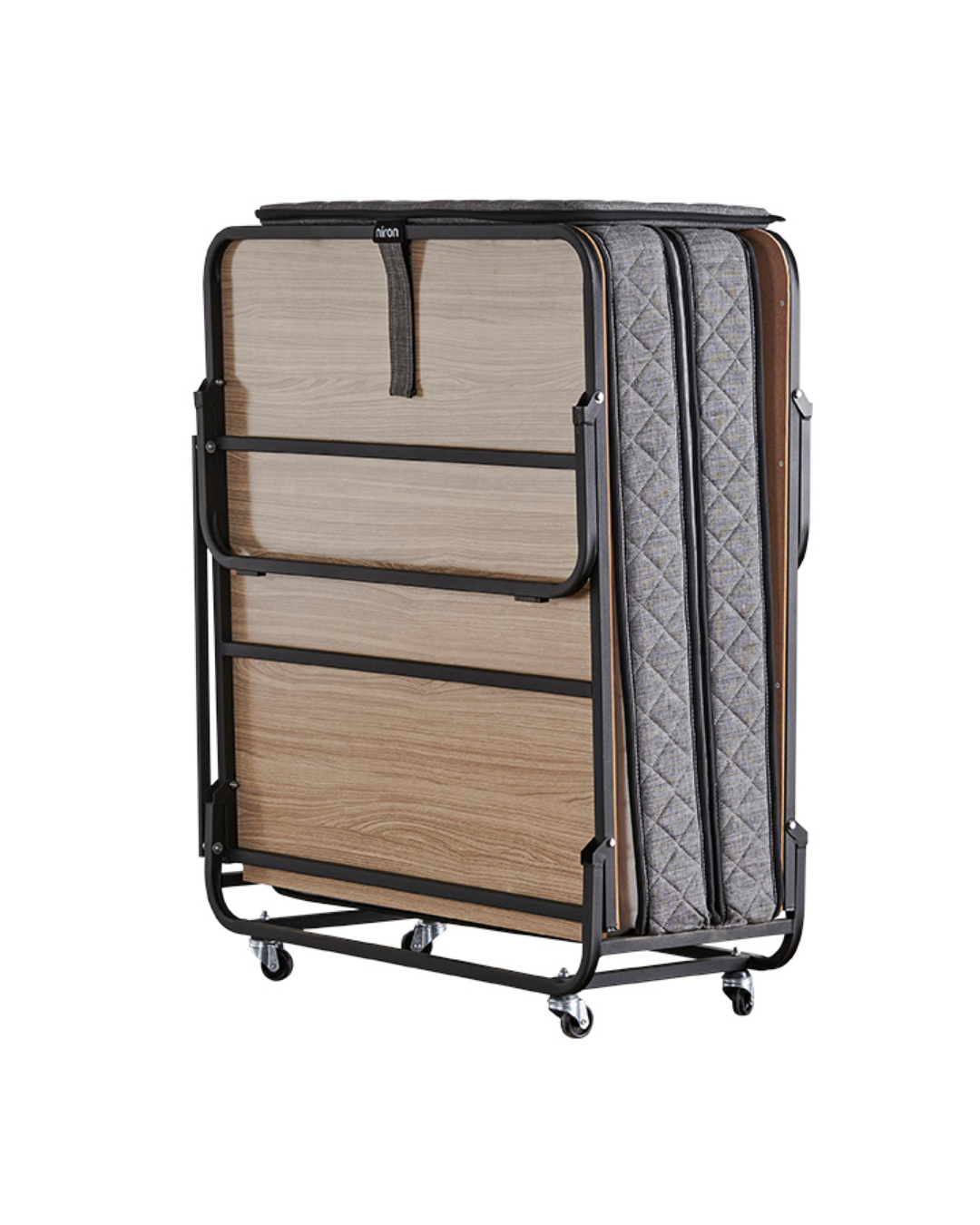 Niron Premium Katlanır Yatak 90x200 cm Paket Yaylı Lüks Yatak ve Kaydırmaz Kumaş Kaplı Karyola