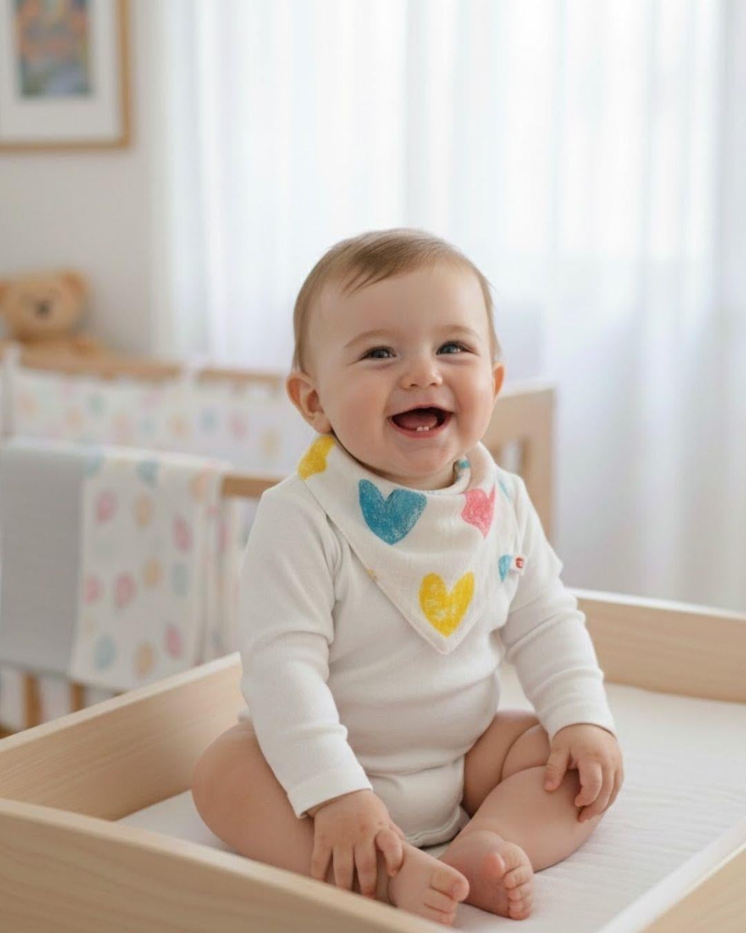 Reyo Beberotti Müslin Önlük Fular Kalpli