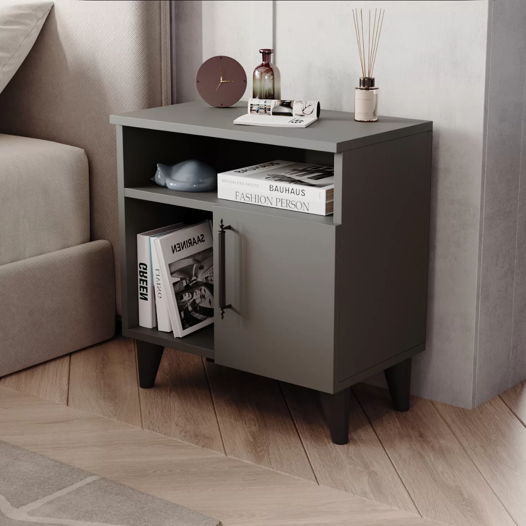 Enda Home Kommen 3 Bölmeli Kapaklı Komodin Antrasit