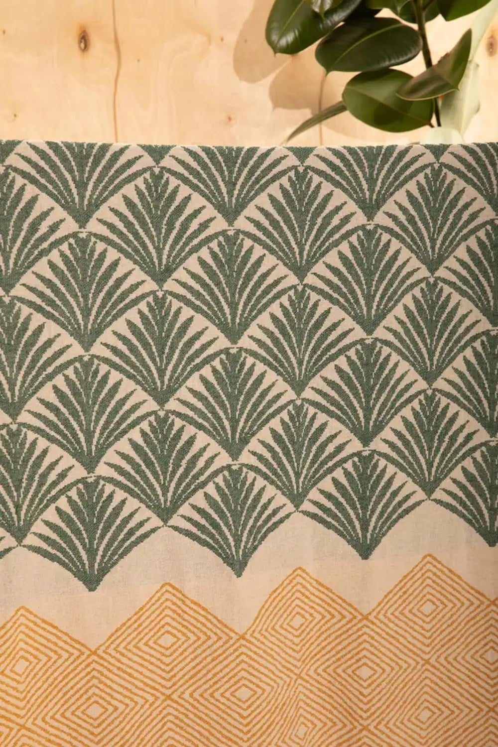 Mylasa Home %100 Pamuk Pan Desenli Çok Amaçlı Koltuk Şalı 130 x 170 (Kırlentsiz) - Yeşil