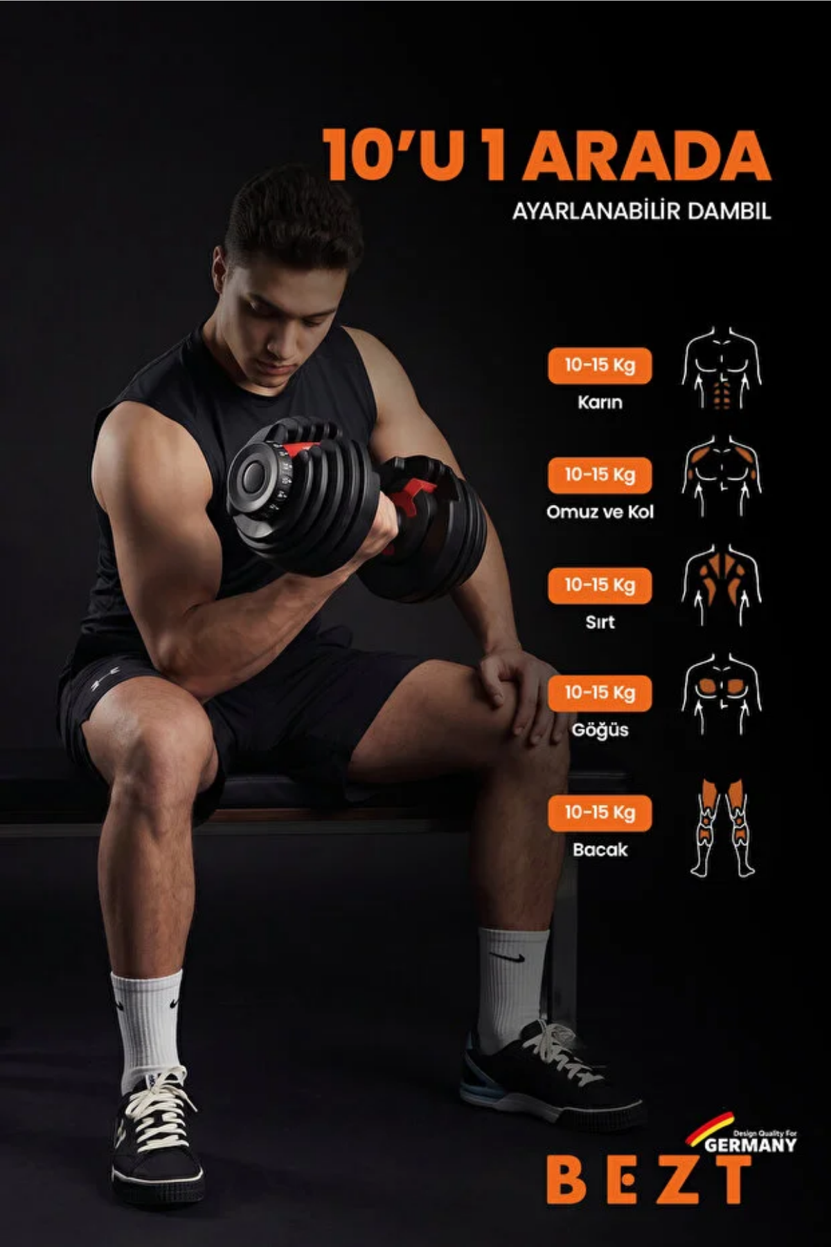 Bezt Pro Sports 40kg Ayarlanabilir Dambıl & Ağırlık Seti Kırmızı