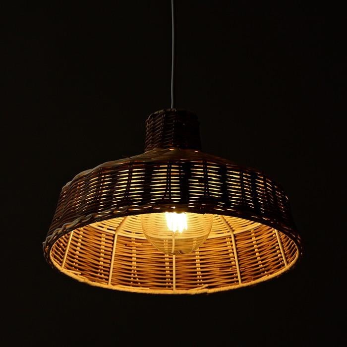 Mylamp Merve Krem & Kahverengi 34x22cm Rattan Sarkıt Lamba