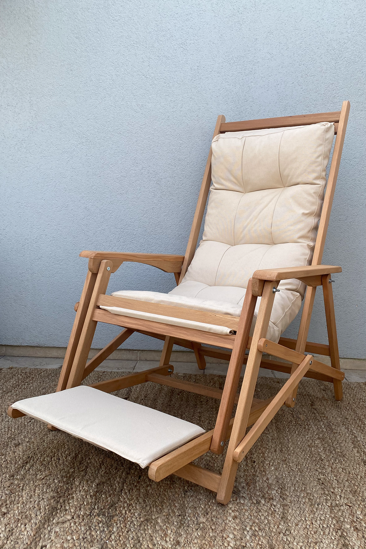 Reyo Lara Yaylanır Şezlong, Dinlenme Koltuğu, Baba Koltuğu, Bahçe Balkon Sandalyesi Krem