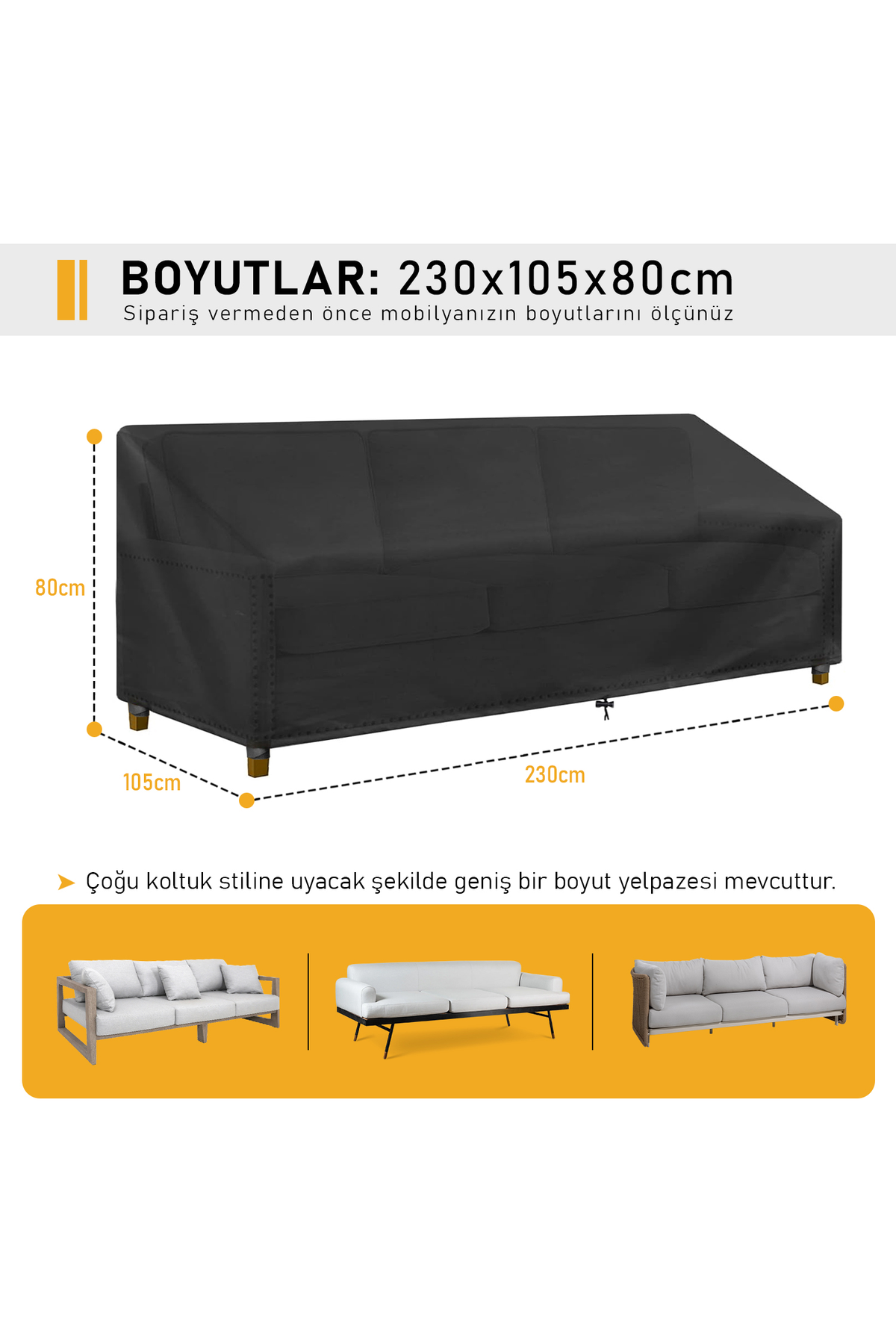 Haegs Çift Kişilik Bahçe Koltuk Örtüsü, Koruma Kılıfı, Su Geçirmez Açık Hava Bahçe Mobilya Kılıfları, Dış Mekan Sandalye Kılıfı Örtü Branda, Ağır Hizmet Tipi, 230-105-80cm - Siyah