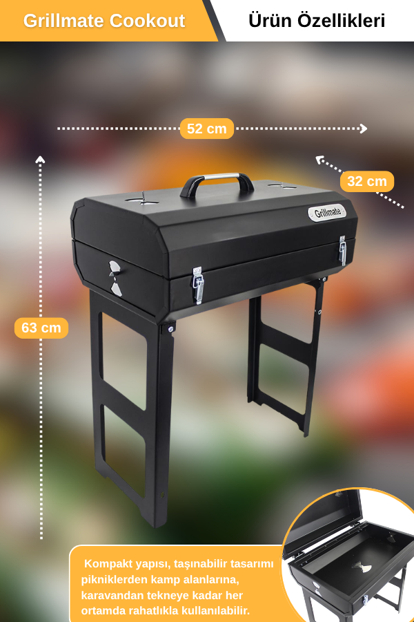 Grillmate Cookout Katlanır Ayak Kilitli Barbekü Mangal