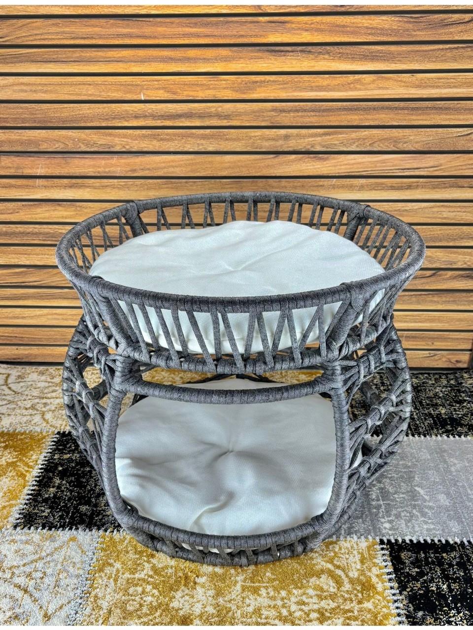 Reyo Pet Lüxperi Bombeli Kedi Ranzası 2 Katlı Kedi Yatağı Gri