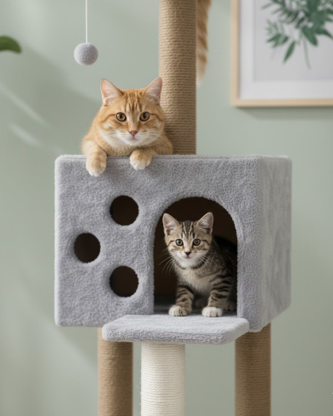 Reyo Pet Kedi Tırmalama ve Oyun Evi Gri