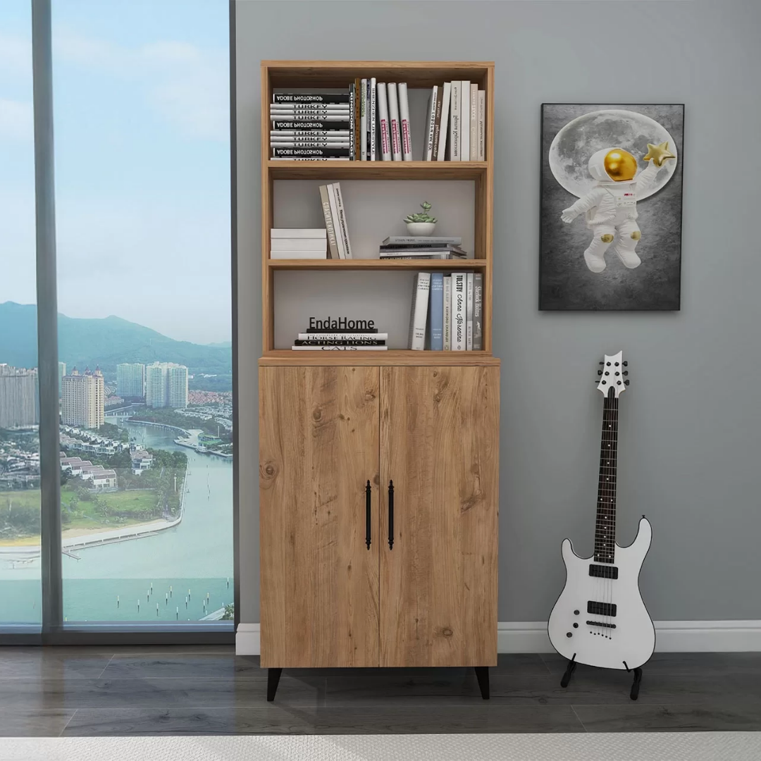 Enda Home Oras 6 Raflı 2 Kapaklı Klasik Kitaplık Atlantik Çam