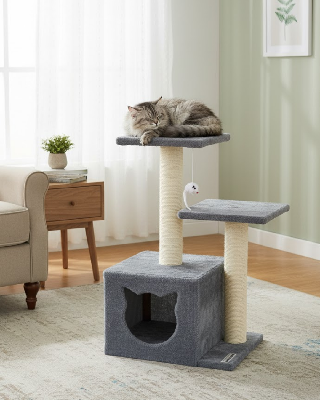 Reyo Pet Stepli Yuvalı Kedi Tırmalaması (Kedi Görünümlü) Antrasit