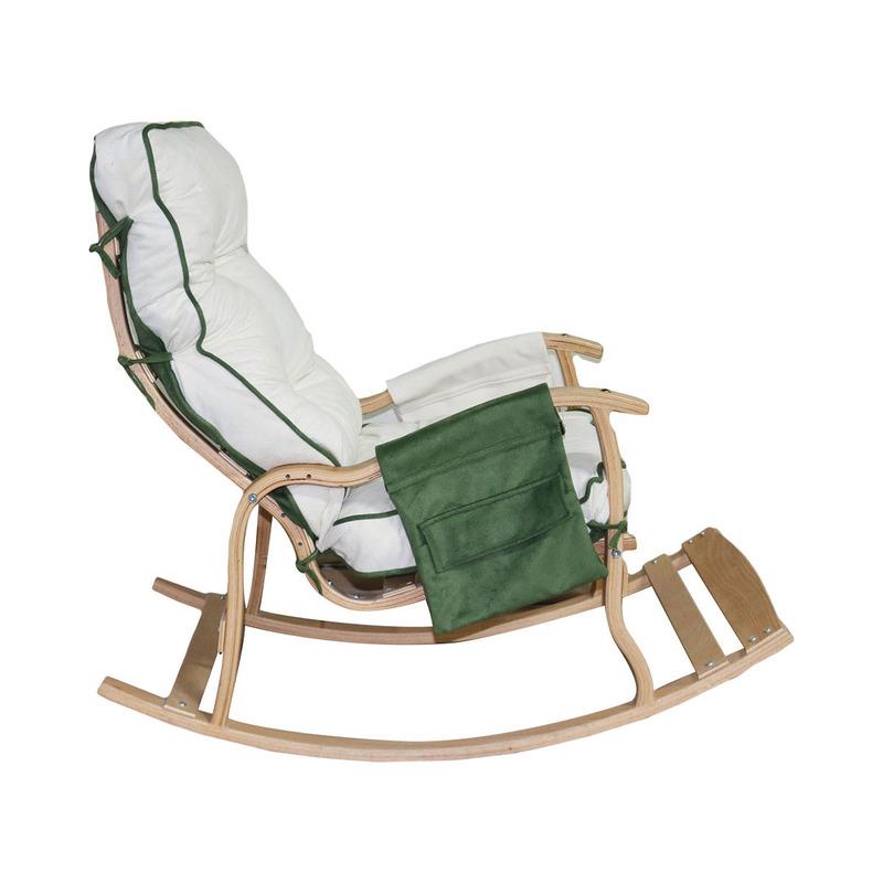 Reyo Home Sallanan Sandalye Minderi Kapitone Çift Cepli Yeşil Krem