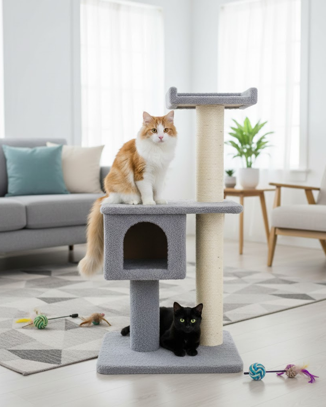 Reyo Pet Kulubeli Stepli Kedi Tırmalaması Gri