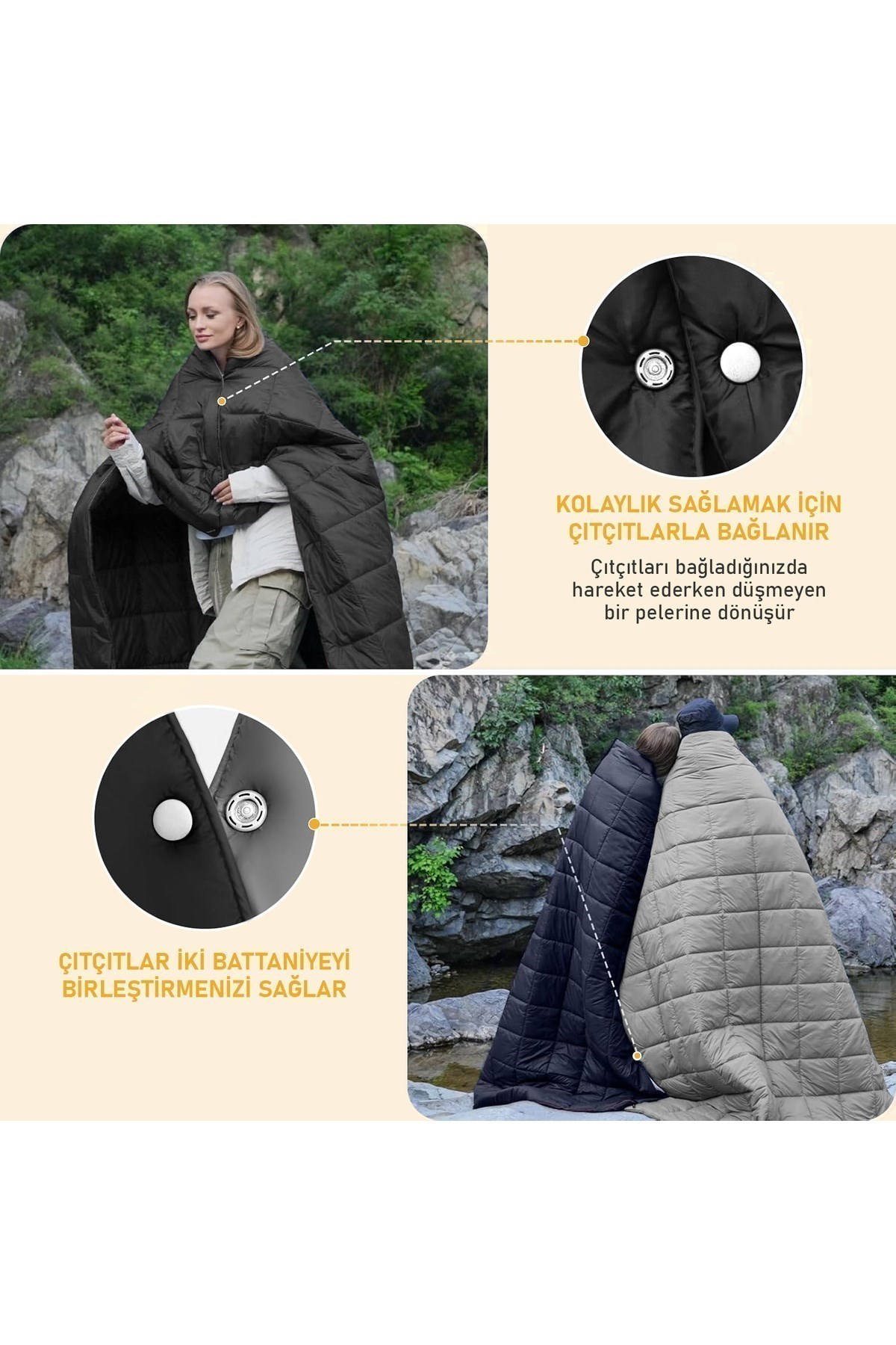 Haegs Kamp Battaniyesi, Dış Mekan Hafif Kompakt Seyahat Yorganı Kamp Yürüyüş Outdoor Şal, Battaniye 200-150 cm Turuncu