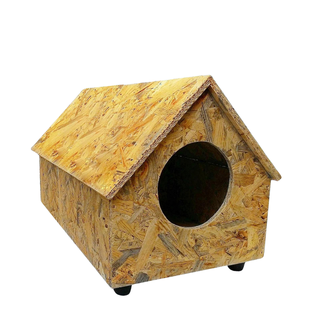 Melada Kedi Evi Dış Ortam Uygun Ahşap Kedi Evi OSB 55x40x40 cm