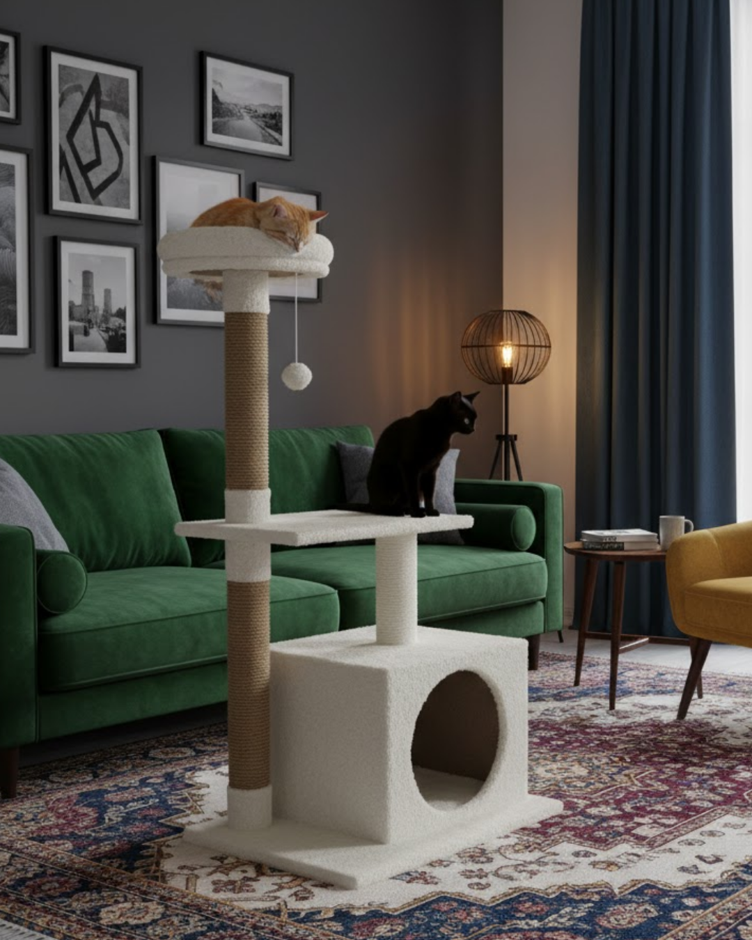 Reyo Pet Kedi Tırmalama Ve Oyun Evi Platformu Beyaz