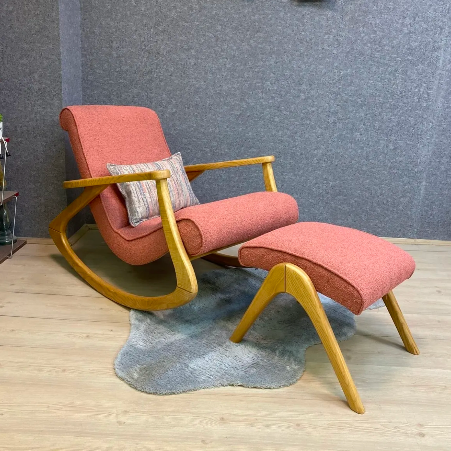 Asedia Ekol Naturel Somon Ahşap Sallanan Sandalye Dinlenme Emzirme Baba Tv Okuma Uzanma Koltuğu Berjer ESS