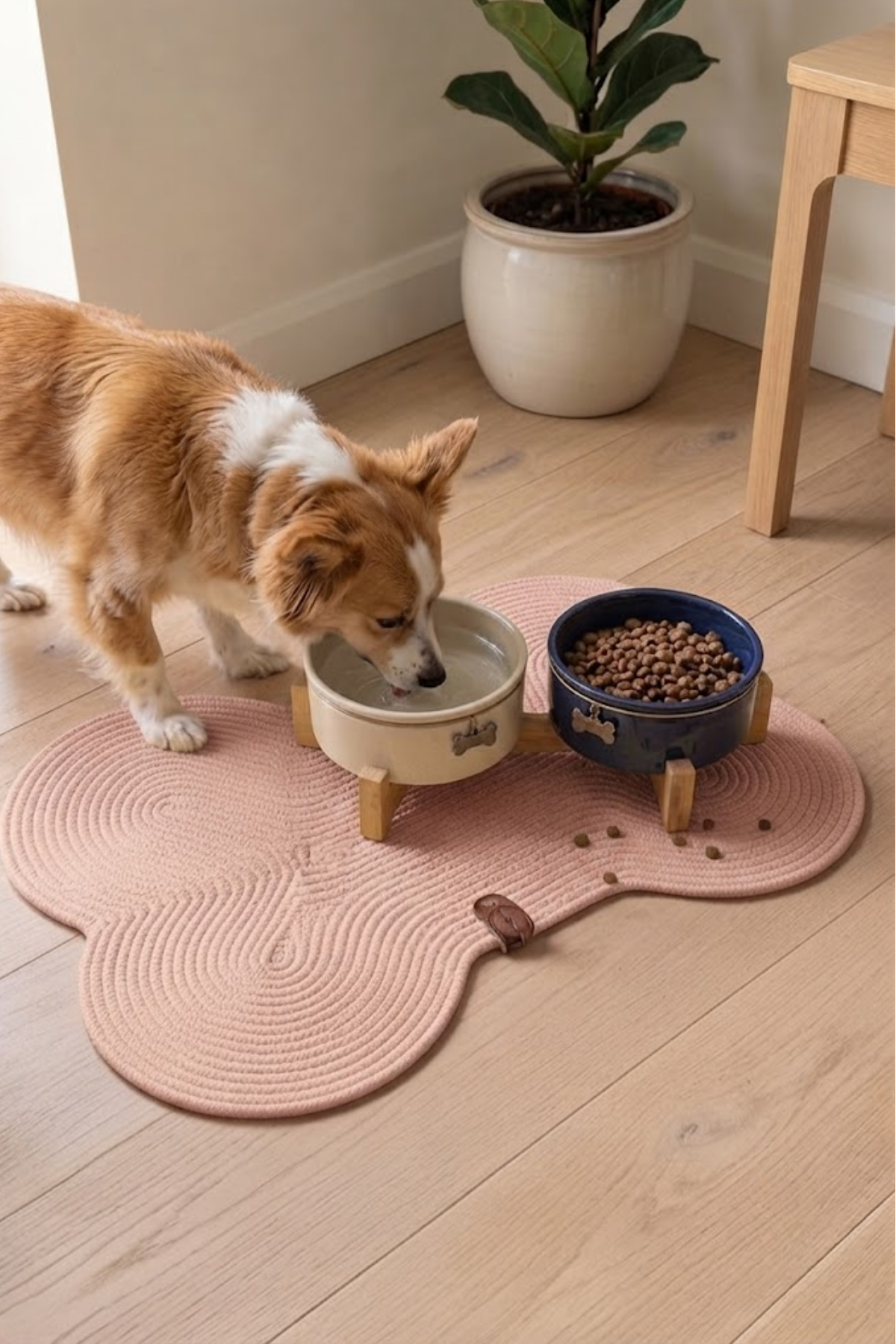 Reyo Pet El Yapımı Kemik Kedi ve Köpek Mama Matı, Kedi Tırmalama Matı, %100 Pamuk İpli - Pembe
